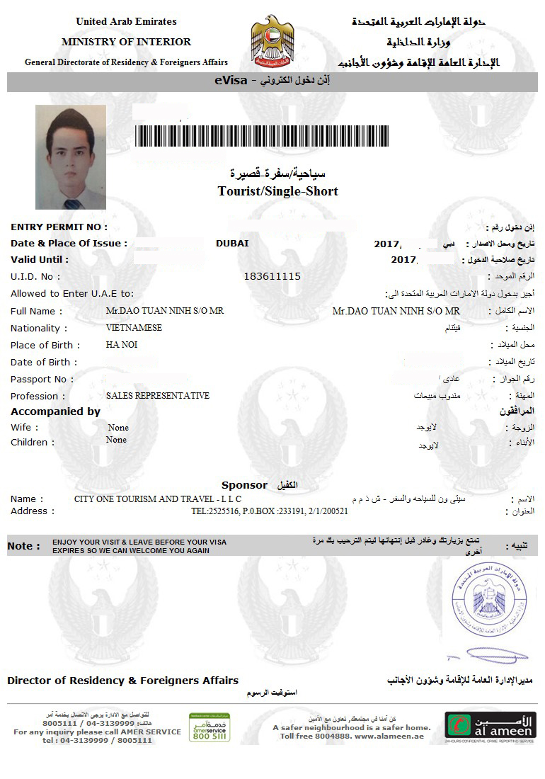 Chúc mừng visa Dubai